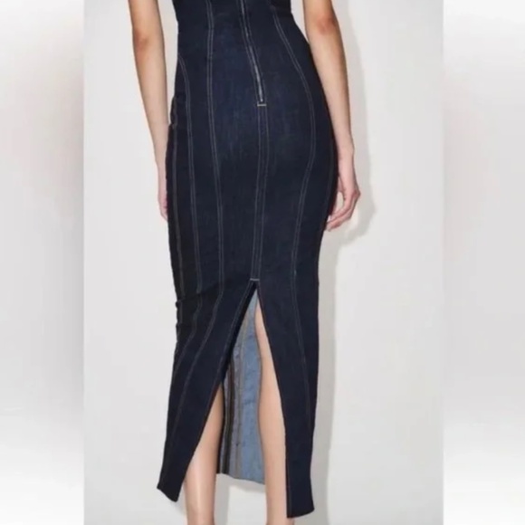 ZARA Denim Bustier Strapless Midi Dress Size M - Picture 11 of 11